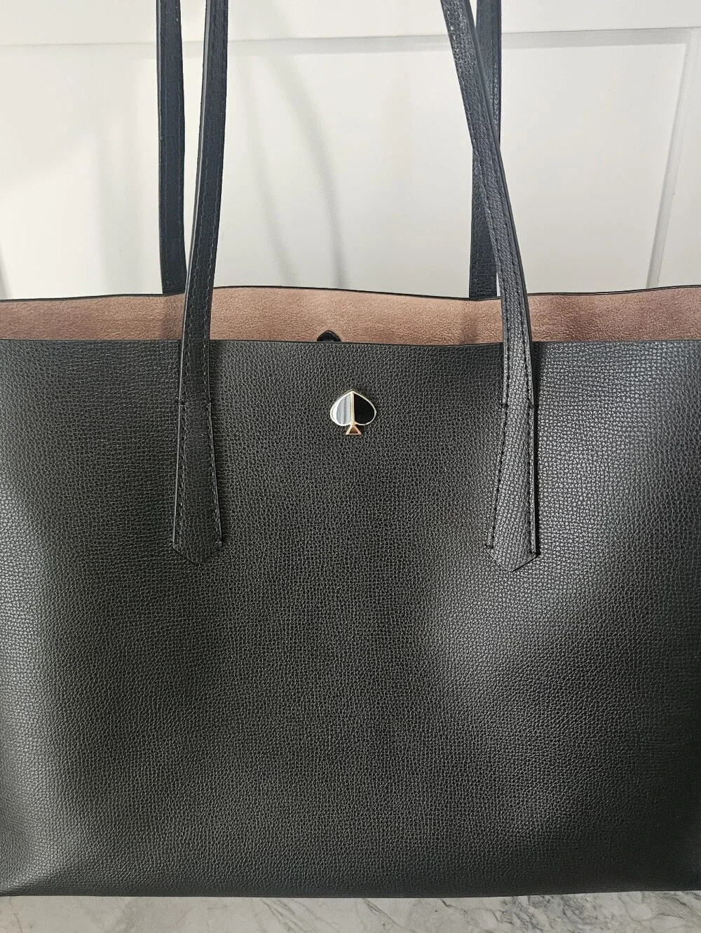 Kate Spade Black Tote Bag with Rose-Cream Interior